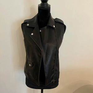 Leith Faux Leather Black Moto Vest Size Small